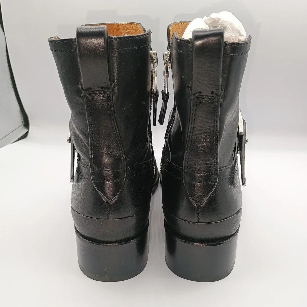 Rag & Bone Leather Black Abel Moto Zipper Buckle Boot Size 36.5. 6.5